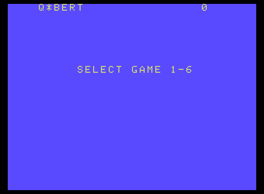 Q*bert ColecoVision Screenshot: Starting screen; select game options...