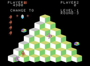 Q*bert for ColecoVision - Ugh and Wrong-Way hop on the sides of the cubes, and often get in your way...