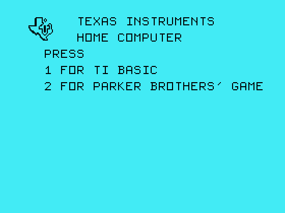Q*bert TI-99/4A Screenshot: TI-99/4A main menu.