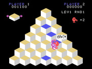 Q*bert for TI-99/4A - Ouch, the snake got me!