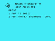 Q*bert for TI-99/4A - TI-99/4A main menu.