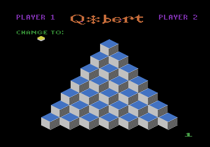 Q*bert Atari 5200 Screenshot: Title screen.
