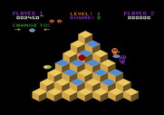 Q*bert for Atari 5200 - Use the spinning disks to evade the snake.
