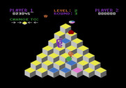 Q*bert for Atari 5200 - Trying to catch the green ball...