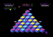 Q*bert for Atari 8-bit - Slick and Sam can change the tile colors back to the wrong color...
