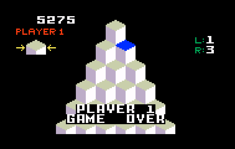 Q*bert Intellivision Screenshot: Game over.