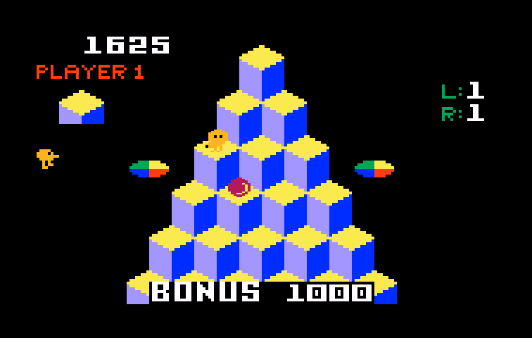 Q*bert Intellivision Screenshot: Round one complete!