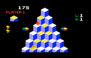 Q*bert for Intellivision - Game start; don't get hit by the red ball...