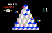 Q*bert for Intellivision - Ugh and Wrong-Way hop on the sides of the cubes starting on round three.