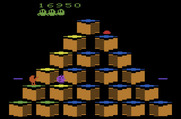 Q*bert for Atari 2600 - Starting on the second level you need to jump on each cube twice.