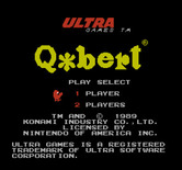 Q*bert for NES / Famicom - Title screen and main menu.