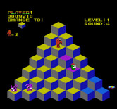 Q*bert for NES / Famicom - That green guy changes cubes into a different color...