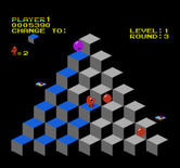 Q*bert for NES / Famicom - Don't let the falling red balls hit Q*bert...