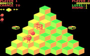 Q*bert for IBM PC/Compatibles - Avoid the red ball and the snake.