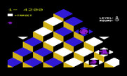 Q*bert for Commodore VIC-20 - Be sure to avoid the creatures in purple...
