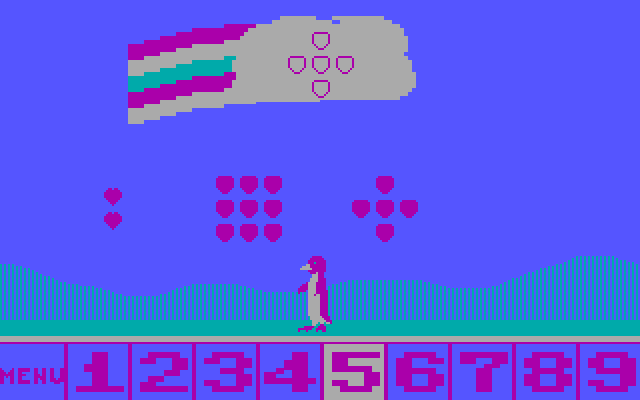 Up & Add 'Em IBM PC/Compatibles Screenshot: Part of a rainbow formed, on to the next problem...