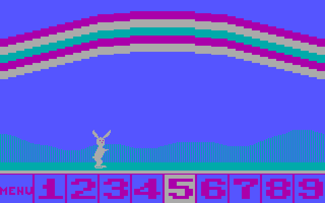 Up & Add 'Em IBM PC/Compatibles Screenshot: Success! The rabit dances to a tune.