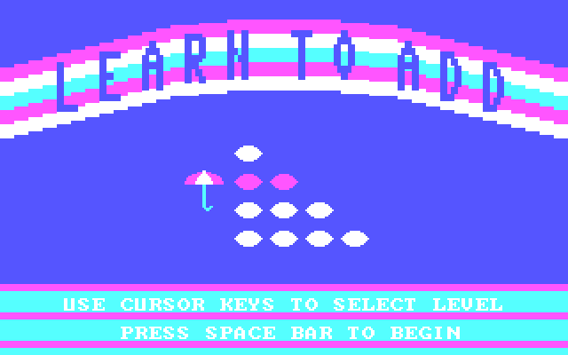Up & Add 'Em IBM PC/Compatibles Screenshot: Select a skill level.