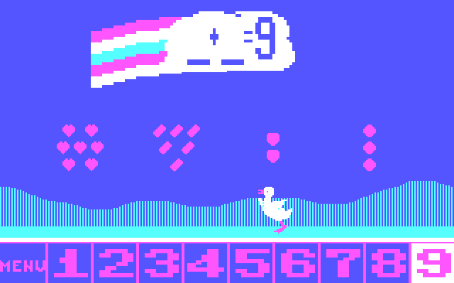 Up & Add 'Em IBM PC/Compatibles Screenshot: Guide the duck to the correct answer...