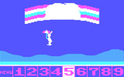 Up & Add 'Em for IBM PC/Compatibles - Part of the rainbow formed...the rabbit floats down with an umbrella.