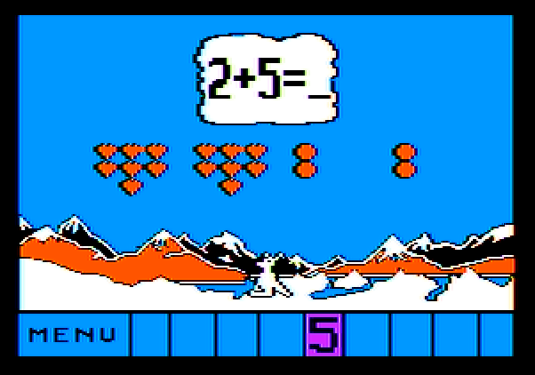Up & Add 'Em Apple II Screenshot: A more difficult problem than before...