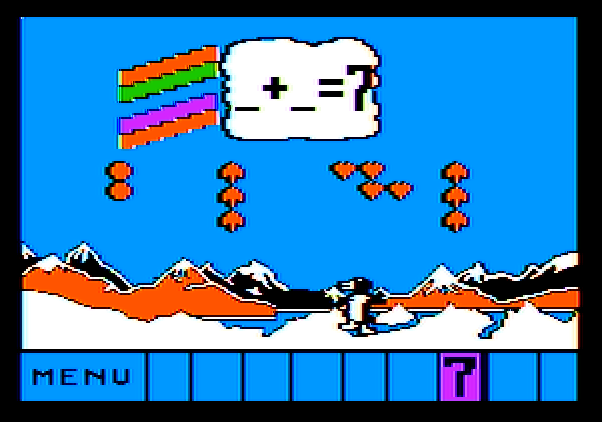 Up & Add 'Em Apple II Screenshot: This time I have two blanks to fill in...