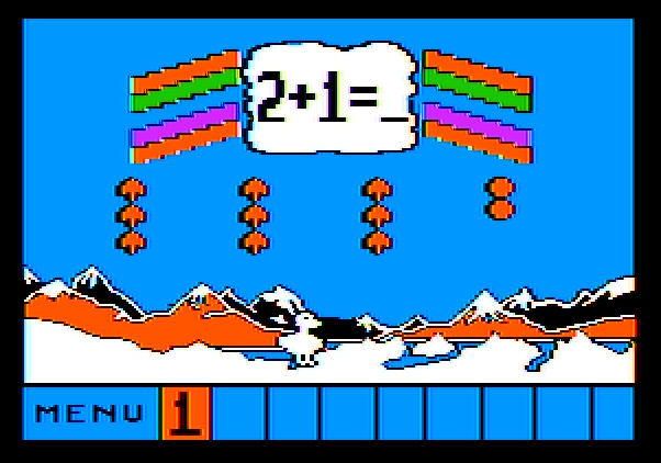 Up & Add 'Em Apple II Screenshot: Hmm, which answer should I select?