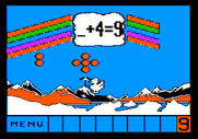 Up & Add 'Em for Apple II - Once spot filled; floating down with an umbrella now...