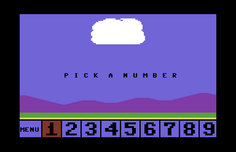 Up & Add 'Em Commodore 64 Screenshot: First, pick a number...