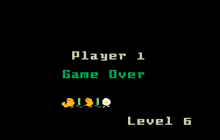 BurgerTime Intellivision Screenshot: Game over.
