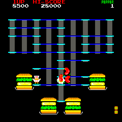 BurgerTime Arcade Screenshot: Level complete.