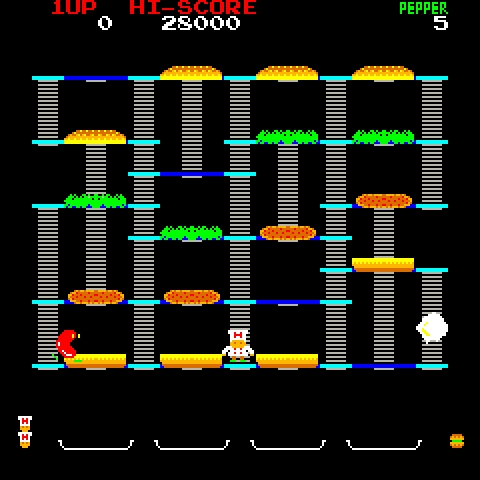 BurgerTime Arcade Screenshot: Game start.
