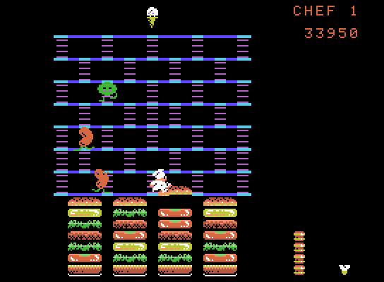 BurgerTime ColecoVision Screenshot: Almost completed this level!