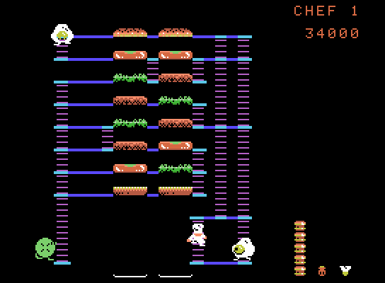BurgerTime ColecoVision Screenshot: Not many places to escape on this level...