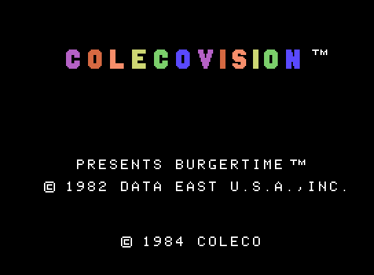 BurgerTime ColecoVision Screenshot: Title screen.