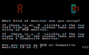 BurgerTime for IBM PC/Compatibles - This screen assists determining your monitor type. On an old model CGA card, the red "R" is nearly invisible on typical displays.