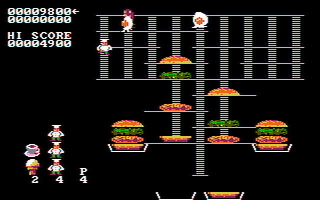 BurgerTime IBM PC/Compatibles Screenshot: Careful, don't get caught!