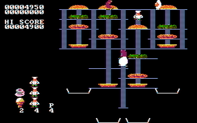 BurgerTime IBM PC/Compatibles Screenshot: Starting the second level.