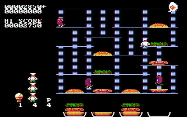 BurgerTime IBM PC/Compatibles Screenshot: Level almost completed...
