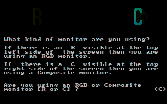 BurgerTime IBM PC/Compatibles Screenshot: This screen helps you determine the type of monitor installed.
