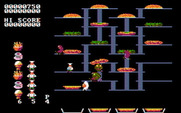 BurgerTime for IBM PC/Compatibles - You can choose to start the game on a tougher level; here's the sixth level with lots of dead ends.