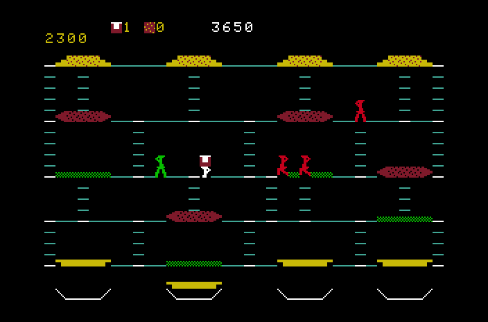 BurgerTime Mattel Aquarius Screenshot: Uh oh, am I trapped?