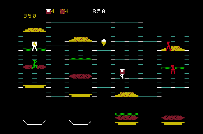 BurgerTime Mattel Aquarius Screenshot: Collect the ice cream cone to earn more pepper.