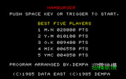 BurgerTime for Sharp X1 - High scores.