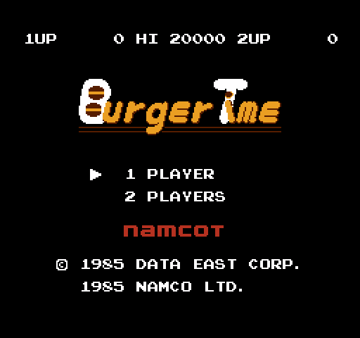 BurgerTime NES / Famicom Screenshot: Title screen (Japanese version)