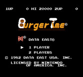 BurgerTime for NES / Famicom - Title screen (U.S. version).