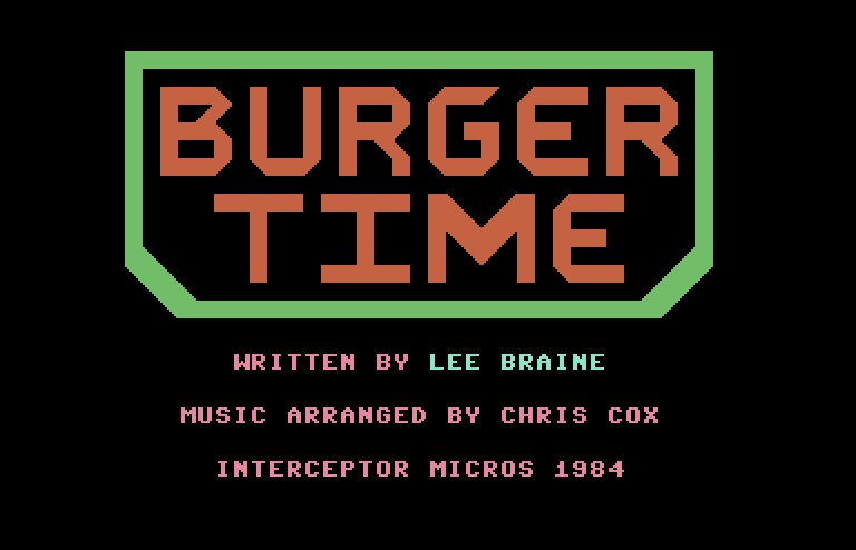 BurgerTime Commodore 64 Screenshot: Title screen.