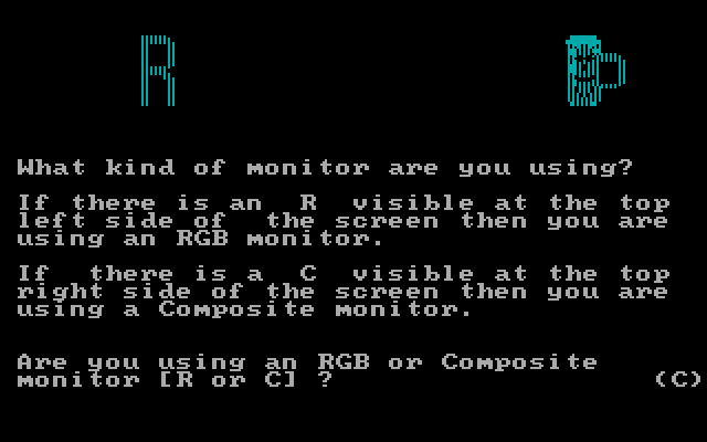 BurgerTime IBM PC/Compatibles Screenshot: Are you using a composite or RGB monitor?