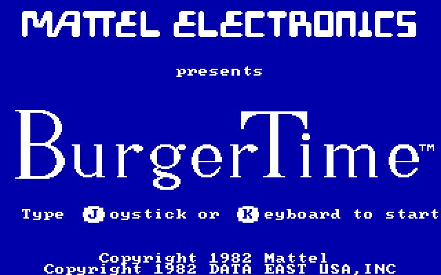 BurgerTime IBM PC/Compatibles Screenshot: Title screen.