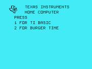 BurgerTime for TI-99/4A - TI-99/4A main menu.